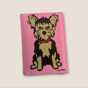 Mark Tetro Yorkshire Terrier Pink Faux Leather Passport & Card Holder Wallet